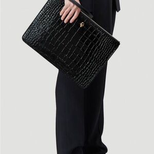 ALEXANDER MCQUEEN Crocodile-Effect Pouch Bag
